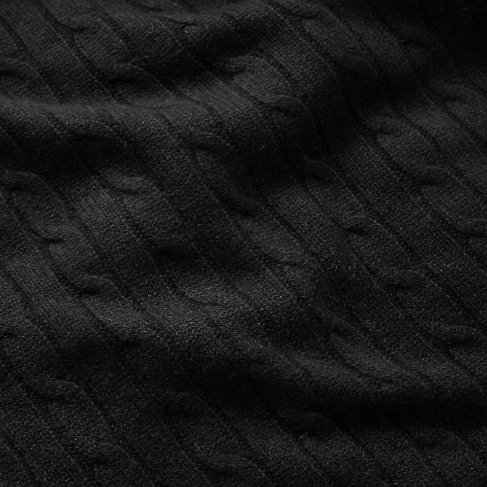 ICONIC CABLE SİYAH KAŞMİR BATTANİYE