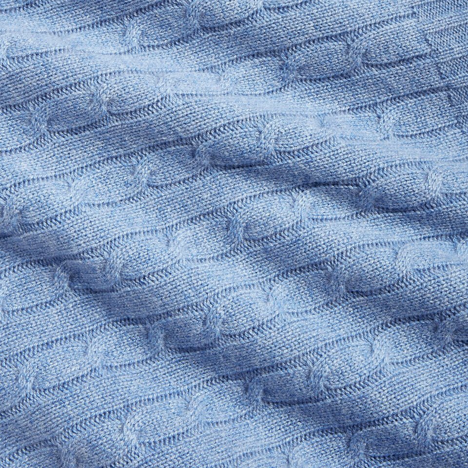 ICONIC CABLE MAVİ KAŞMİR BATTANİYE