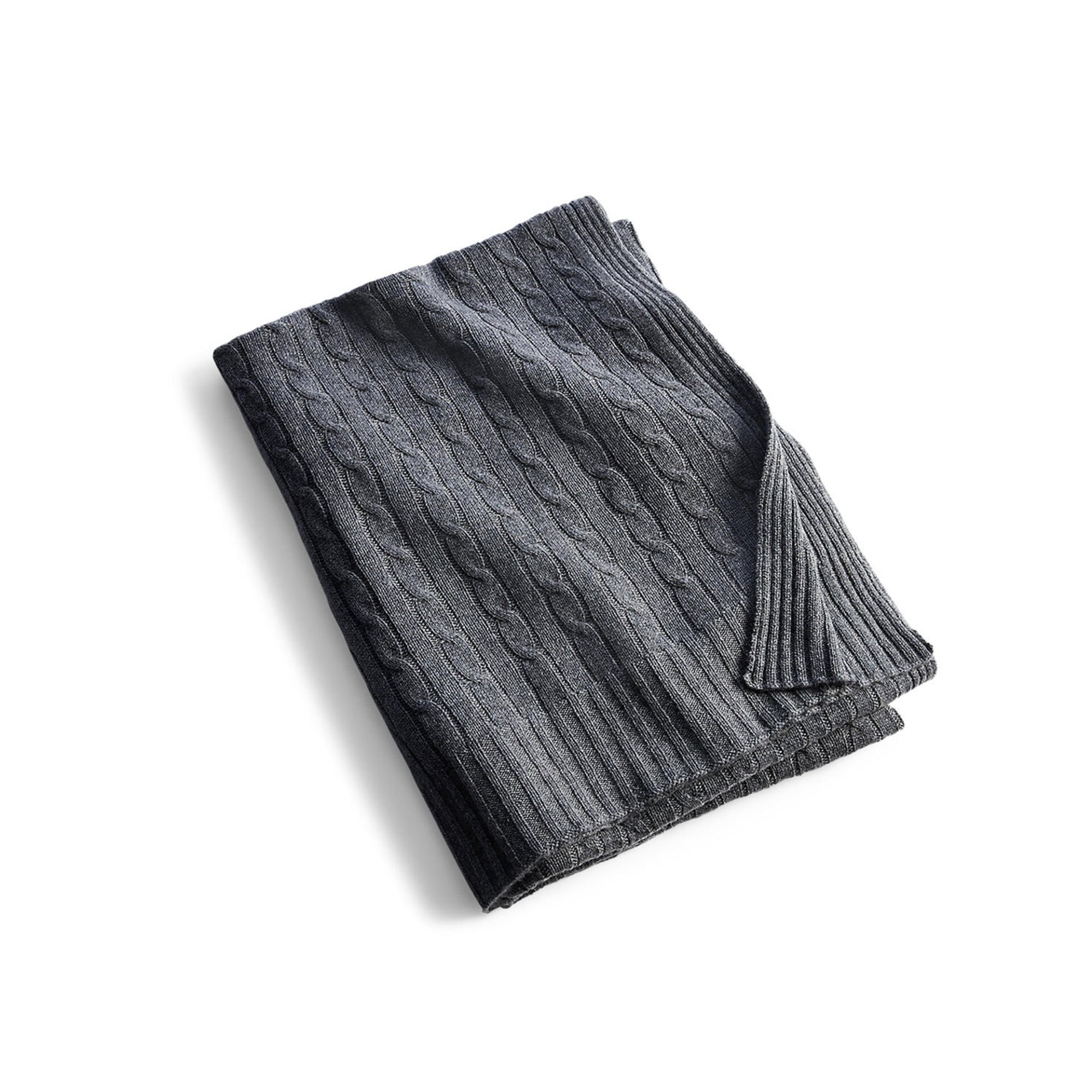 ICONIC CABLE GRİ KAŞMİR BATTANİYE