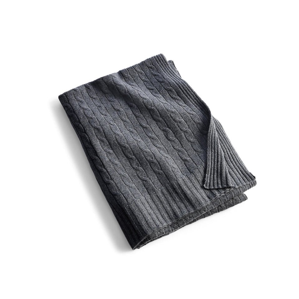 ICONIC CABLE GRİ KAŞMİR BATTANİYE