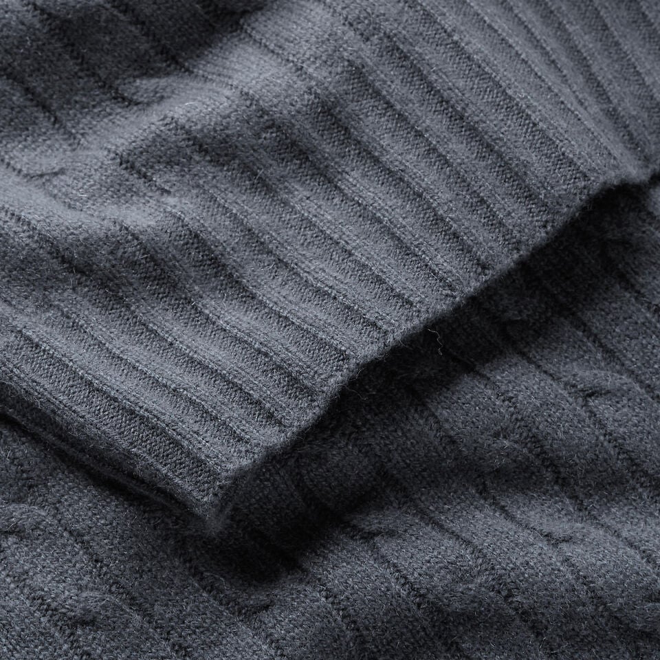 ICONIC CABLE GRİ KAŞMİR BATTANİYE