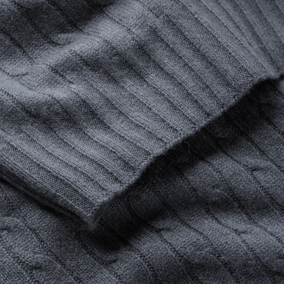 ICONIC CABLE GRİ KAŞMİR BATTANİYE