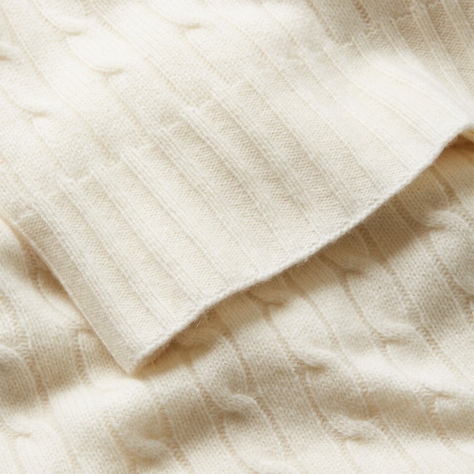 ICONIC CABLE KREM KAŞMİR BATTANİYE