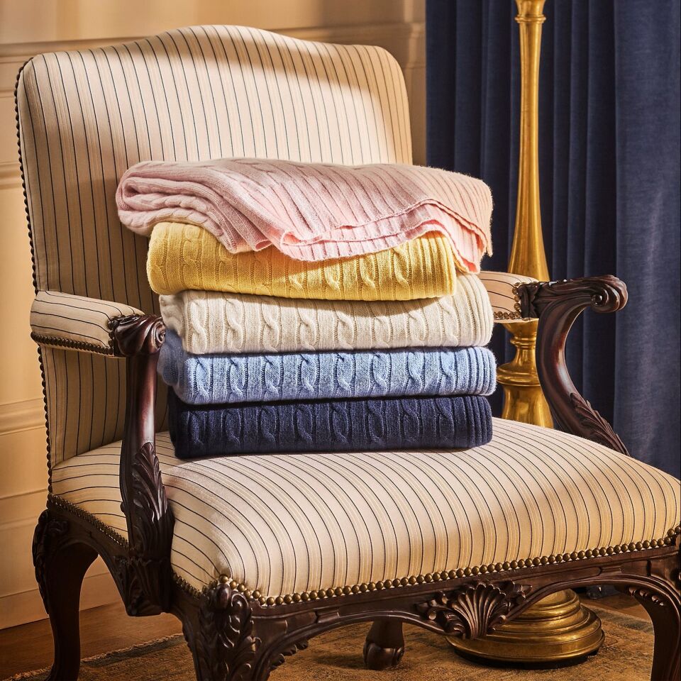 ICONIC CABLE  LACİVERT KAŞMİR BATTANİYE